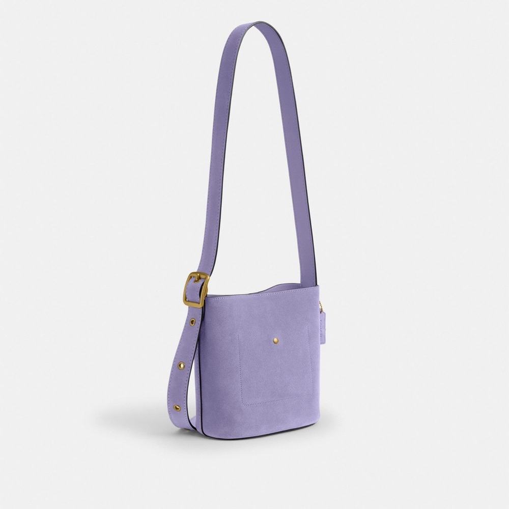 Coach Bleeker Bucket Bag 21 Violet Mist Suede Leather NWT - Picture 2 of 7